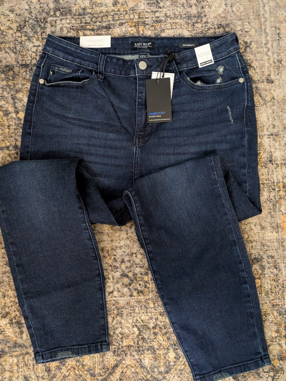 NWT Judy Blue Keep Shinin' High Waist Boyfriend Jeans Dark Wash 13/31